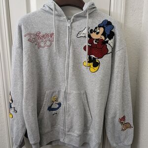Disney Gray Hoodie with Embroidered Characters